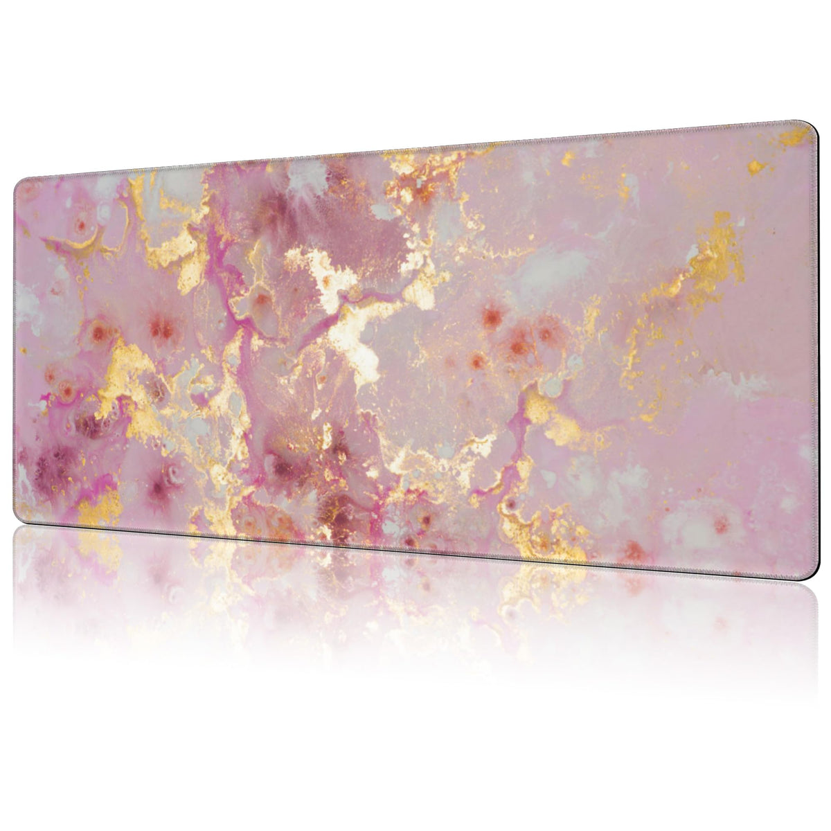 NIYLYNSYN Mouse Pad Large Liquid Marble Non-Slip Gaming Desk Mat with Stitched Edge Laptop Keyboard Desk Pad for Work Home Gaming (35.4 x 15.7 Inches)
