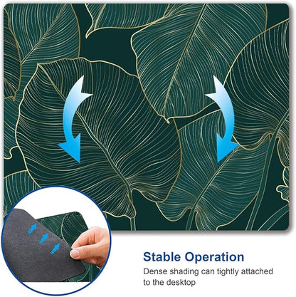 Mouse Pad, Green Leaves Mouse Pad Rectangle Custom Designs, Waterproof Anti-Slip Rubber Mousepad Office Accessories Desk Decor Wireless Mouse Pads for Computers Laptop