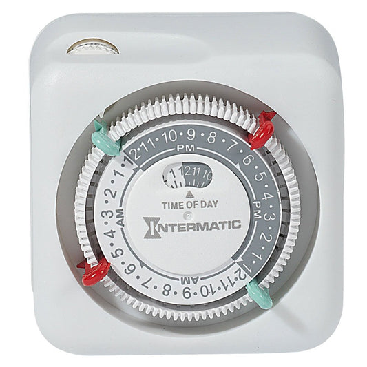 Intermatic TN111K 15-Amp Indoor Timer - Versatile 24-Hour Control - Easy Manual Override and Single 2-Prong Design (2 Pack)
