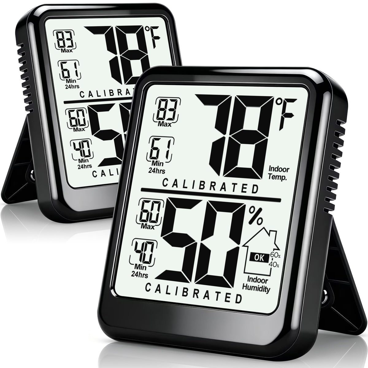 Antonki 2 Pack Room Thermometer Indoor Hygrometer with Max/Min Record