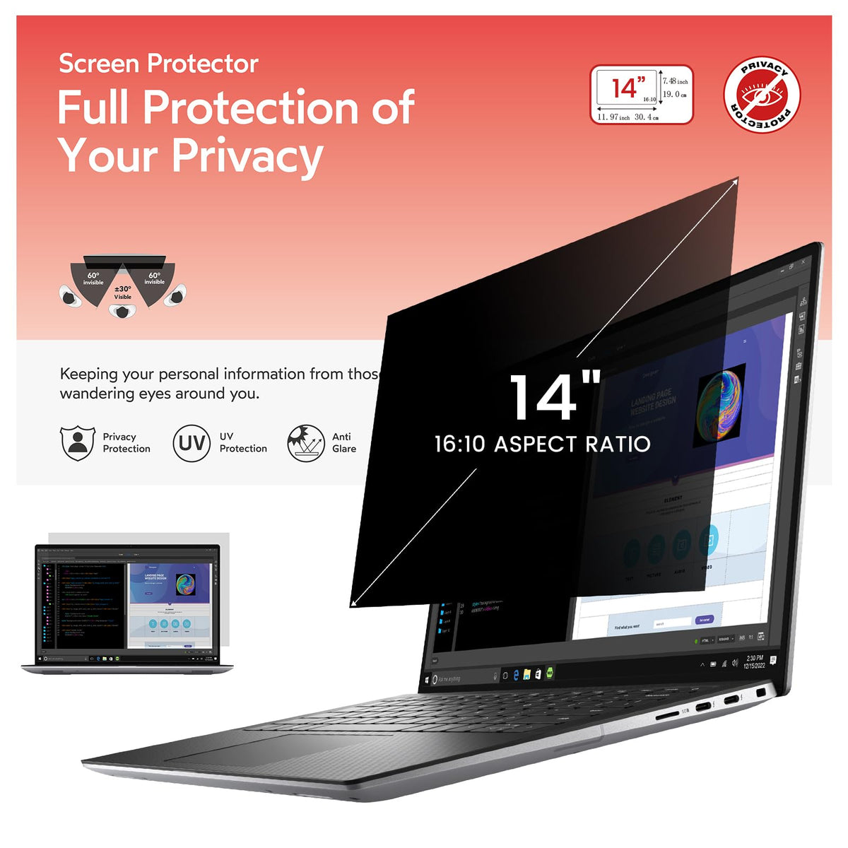 bersem 2 Pack 24 Inch Computer Privacy Screen for 16:9 Ratio Monitors