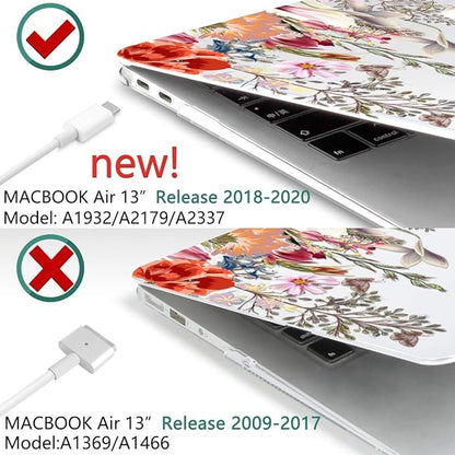 Batianda Case for MacBook Air 13 Inch M1 2020 2019 2018 Release Model A2337 A2179 A1932 with Retina & Touch ID, Clear Hard Shell Cover with Keyboard Cover & Screen Protector,Flower and Butterfly