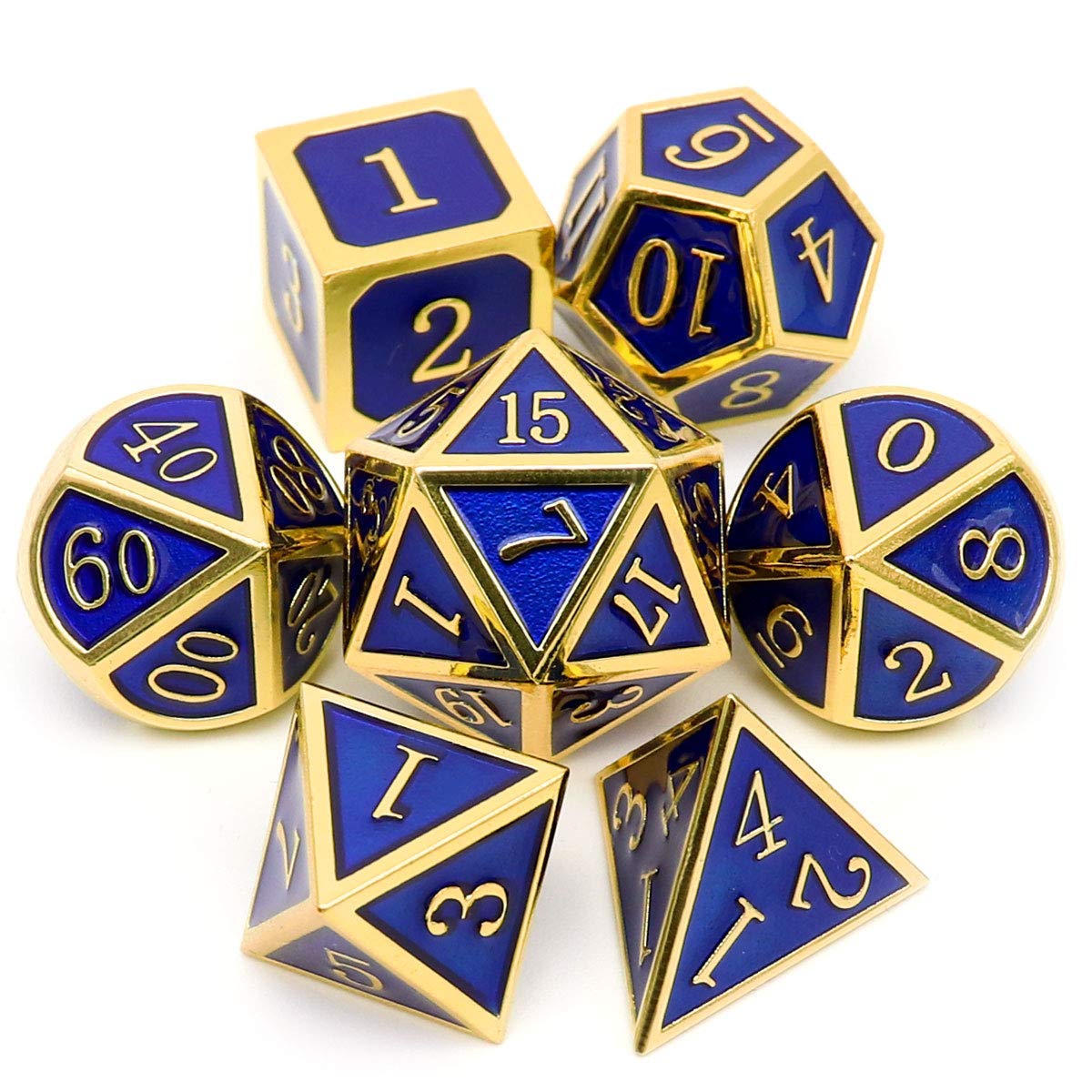 Haxtec Metal DND Dice Set, 7 Pcs Dragon Pattern Polyhedral Dice for RPG