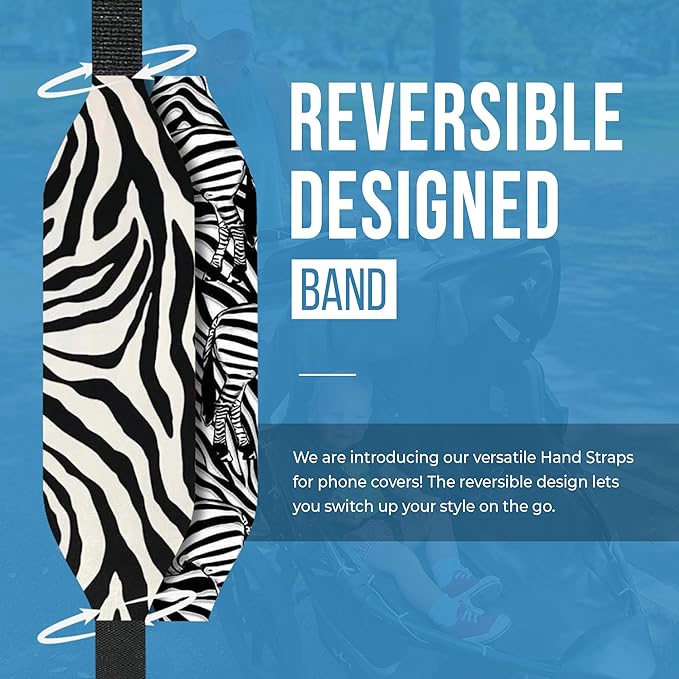 Phone Grip Strap - Pack of 2 Reversible Finger Holder for Phone Back, Customizable Anti-Slip Design, Wireless Charging Compatible Detachable Holder for iPhone - Zebra Patterns
