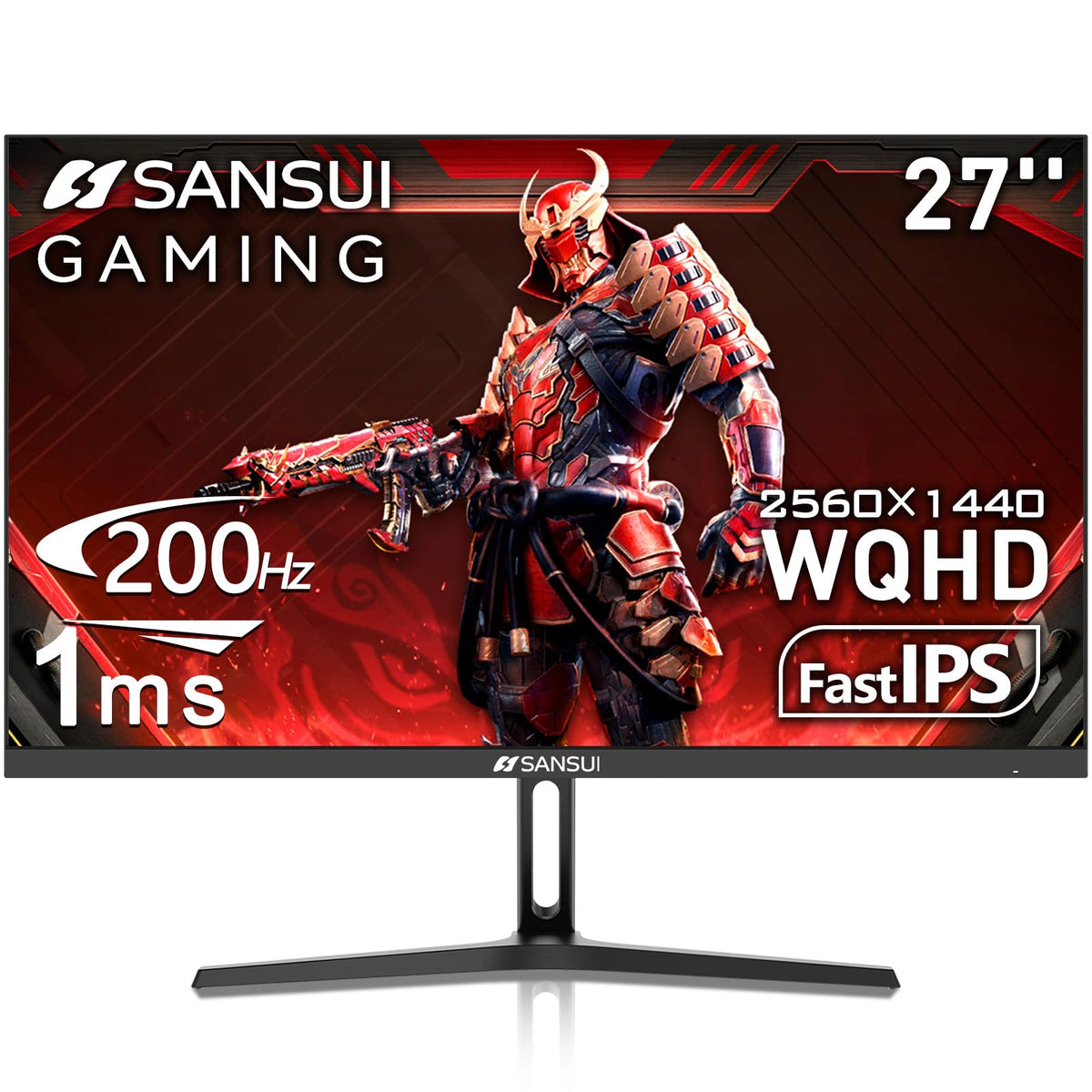 SANSUI 27 Inch Curved Gaming Monitor 200Hz 1ms with Speakers FHD 1080P Computer Monitor FreeSync|1500R|130% sRGB|HDR|Low Blue Light|HDMI DP Ports|VESA Mount|Metal Stand(HDMI Cable Incl.)