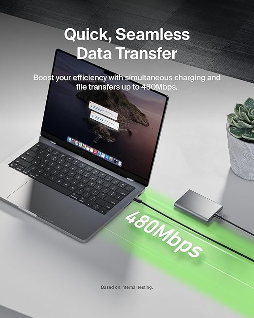 Belkin USB C to USB C Cable, 6.6ft, 60W - Type C Charger, iPhone Charger Cord, Soft, Braided, Flexible for iPhone 16, Galaxy S25, Pixel 9, Airpods, iPad Pro, Tablet & More, Travel Essentials - Black