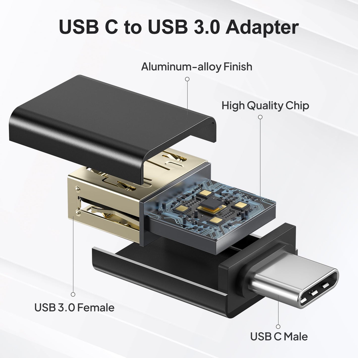 Elebase USB C to USB Adapter 4 Pack for MacBook Pro Air,iPad