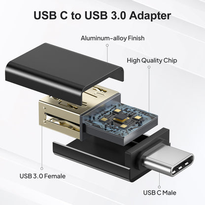 Elebase USB C to USB Adapter 4 Pack for MacBook Pro Air,iPad