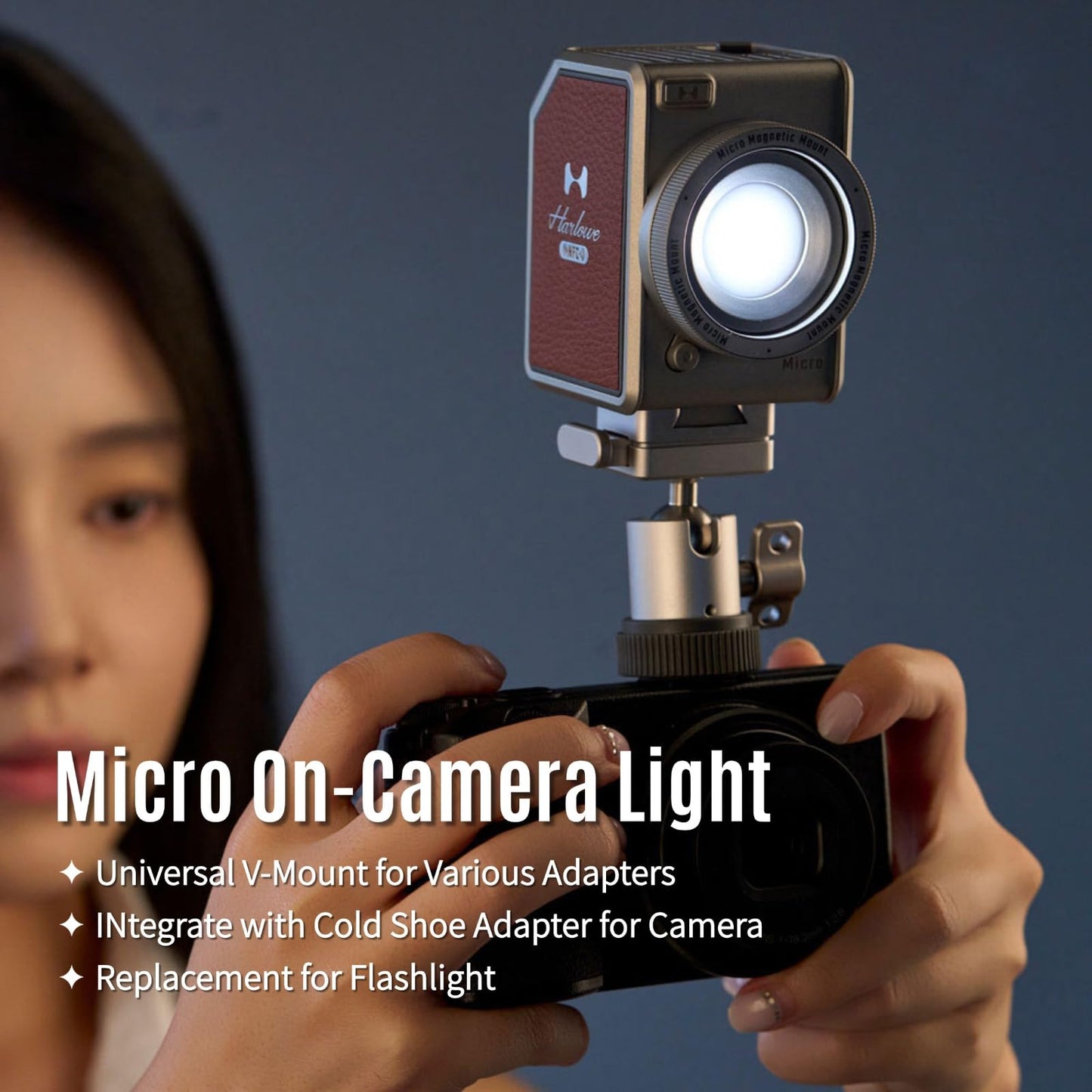 Harlowe Micro Portable Led Light for Photo and Video Recording 8W Bi-Color 2700K-6500K CRI/TLCI 96+ Soft Fill Lighting Kit for Studio and Travel Creators Micro Creator Kit