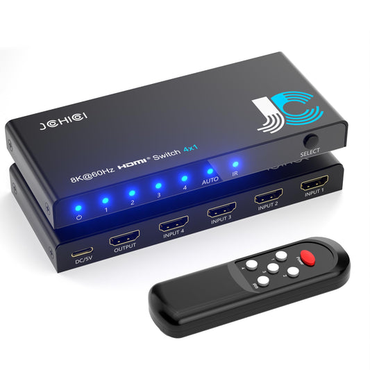JCHICI 4K HDMI Switch 5 in 1 Out 60Hz – with Remote