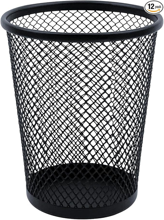 Desk Pencil Pen Holder, Wire Mesh Pen Cup Holder for Desk Organizer and Office Desk Accessories (12 Pack)