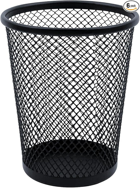 Desk Pencil Pen Holder, Wire Mesh Pen Cup Holder for Desk Organizer and Office Desk Accessories (6 Pack)