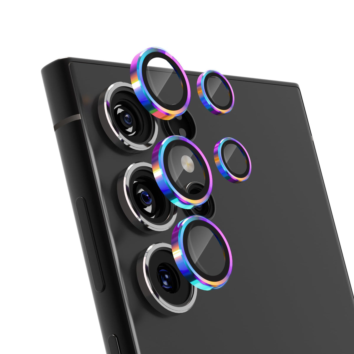VIPSENT For Samsung Galaxy S24 Ultra Camera Lens Protector, Individual Lens Protector, Ultra HD 9H Tempered Glass Screen Protective Cover, Anti-scratch, Military Grade Drop Protection 2 Set. (Glitter Silver, S24 Ultra)