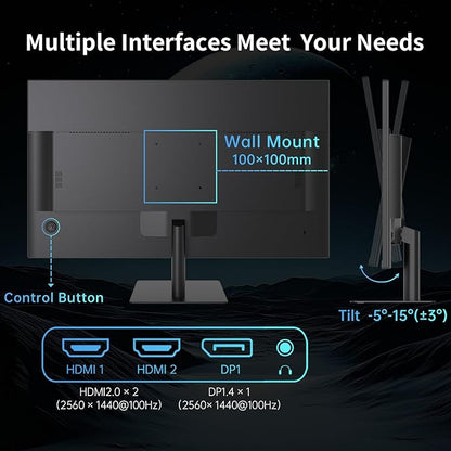 KTC 32 Inch 2K Computer Monitor, IPS 1440p Monitor with Ultra-Thin Bezels, HDR10, Freesync/G-sync, HDMI/DP Ports, Tilt Adjustable, Eyecare, Ideal for Business, Office, and Casual Gaming