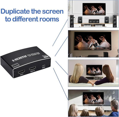 HDMI Splitter 1 in 4 Out, 1x4 HDMI Splitter Audio Video Distributor Box Support 3D & 4K x 2K Compatible for HDTV, STB, DVD, PS3, Projector Etc