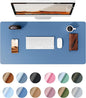 YSAGi Leather Desk Protector, Office Mat, Large Mouse Mat, Non-Slip PU Leather Blotter, Laptop Desk Pad, Waterproof Writing Pad for Office and Home (Sea Blue, 23.6" x 13.8")