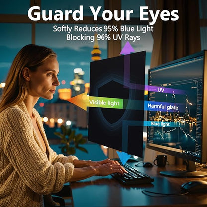 Magnetic Computer Privacy Screen Filter 24 Inch for Frameless Monitor Thin Bezel 16:9 Widescreen, Hanging Removable Anti Blue Light Privacy Shield Protector Eye Protection
