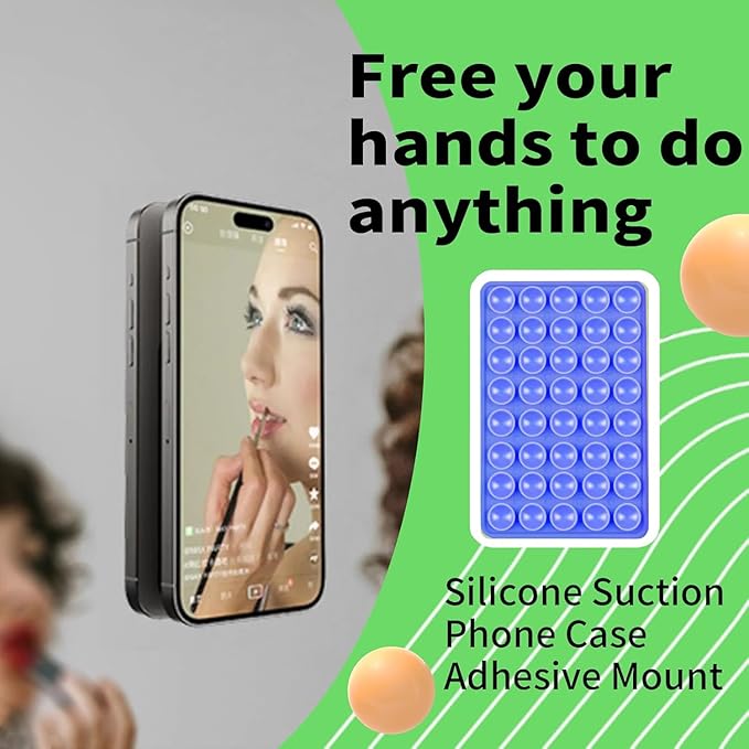 Silicone Double Octo Buddy-Sided Suction Phone Grip Detachable Mount - Car Dashboard/Shower Phone Holder, Hands-Free For Selfies & Videos, TikTok/ASMR/Yoga - iphone & Android Compatible (Dark blue)