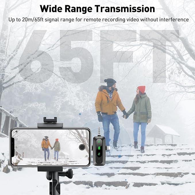 Wireless Lavalier Microphone for iPhone, Android, USB C, PC, Camera Video Recording 4 in 1 Clip-on Mics with Rotatable Clip&Denoise Recording, for Vlog Tiktok YouTube Podcast Content Creator