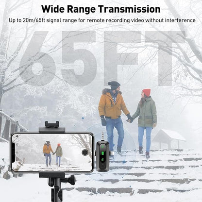 Wireless Lavalier Microphone for iPhone, Android, USB C, PC, Camera Video Recording 4 in 1 Clip-on Mics with Rotatable Clip&Denoise Recording, for Vlog Tiktok YouTube Podcast Content Creator
