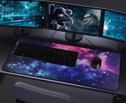 Gaming Mouse Pad, 31.5x15.7x0.12 inch Waterproof Computer Keyboard Mouse Mat Non-Slip Mousepad Rubber Base and Stitched Edges for Game Players, Office, Study, Esports Pros, Home, Desktop