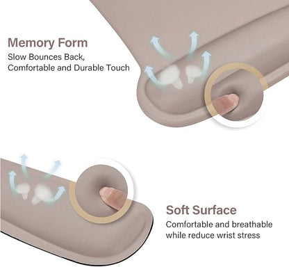 MOSISO Wrist Rest Support for Mouse Pad & Keyboard Set, Ergonomic Mousepad Non-Slip Base Home/Office Pain Relief & Easy Typing Cushion with Neoprene Cloth & Raised Memory Foam, Taupe Brown