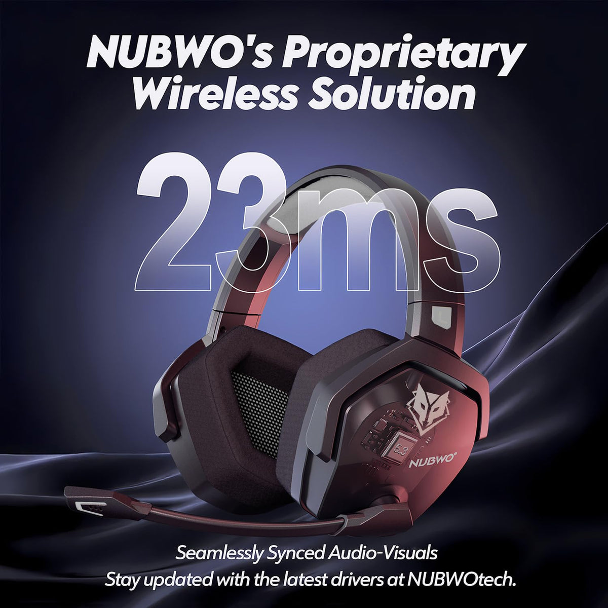 NUBWO Wireless Gaming Headset with Mic for Ps5 Ps4 PC, Zero Interference, 100-Hour Battery All-Day Play, 23ms Sync for Fortnite & Call of Duty/FPS Gamers, Triple Mode All Devices Compatible - Gray