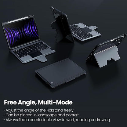 Nillkin iPad Pro 11(1st/2nd/3rd/4th Gen) & iPad Air 5th/4th Generation Case with Keyboard, Magic Trackpad, Rugged Case with Detachable Keyboard, Portrait/Landscape Modes, Camera Cover, Black
