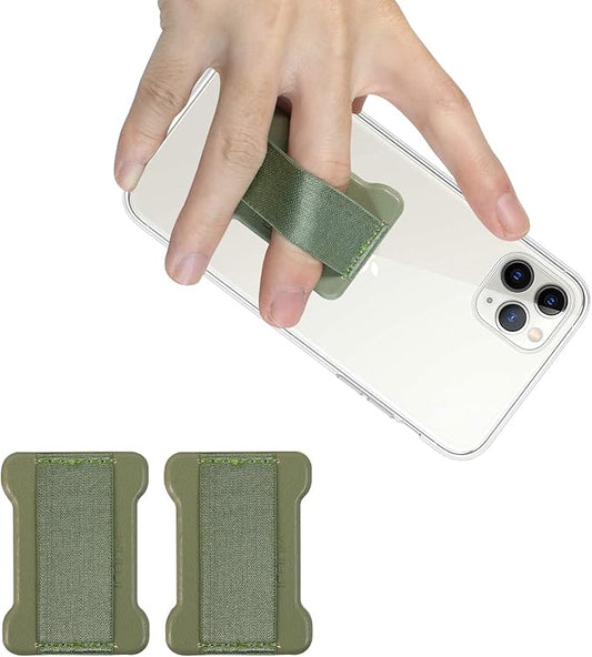 WUOJI Universal Phone Grip for Smartphones - Phone Holder for Hand for Back of Phone - Wireless Charging Compatible (Green) - 2Pack