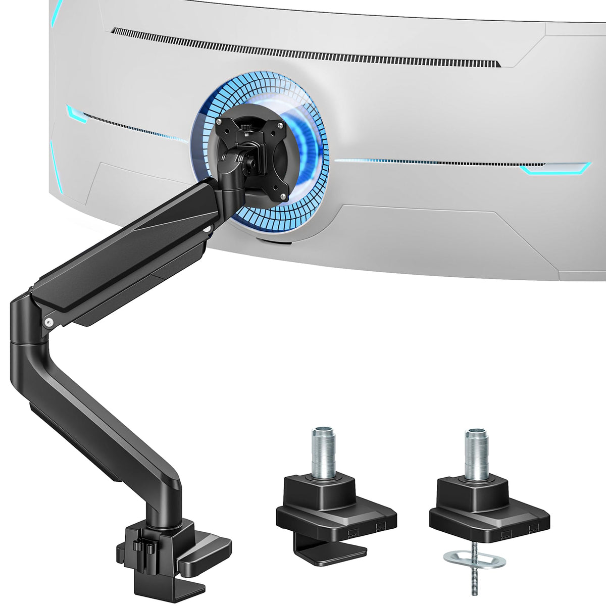 Heavy Duty Single Monitor Mount for 13"-49" Curved Screens with USB, Black