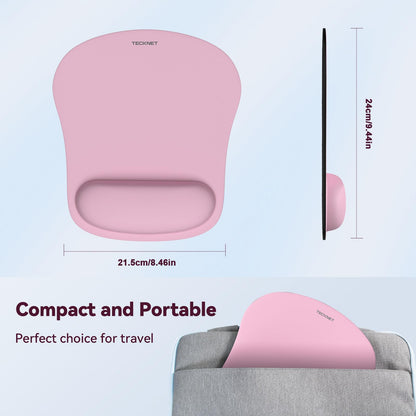 TECKNET 2 Pack Gaming Ergonomic Mouse Pad with Wrist Support Pink