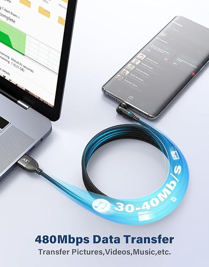 A.S Magnetic Charging Cable[4PACK, 3.3/3.3/6.6/6.6ft]-3 in 1 Magnetic Phone Charger Data Transfer Cord-Magnet USB C Charging Cable-Magnet Charger Cable for Micro USB/TypeC/i-Product Nylon Braided