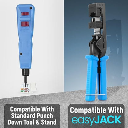 Everest 90° Angled RJ45 Cat6 Keystone Jacks 100-Pack in White - Slim Profile Female RJ45 Connectors - Cat 6 Keystone Jack - Compatible with 90° Angled Speed Termination Tool - easyJACK (B094WB91H3)