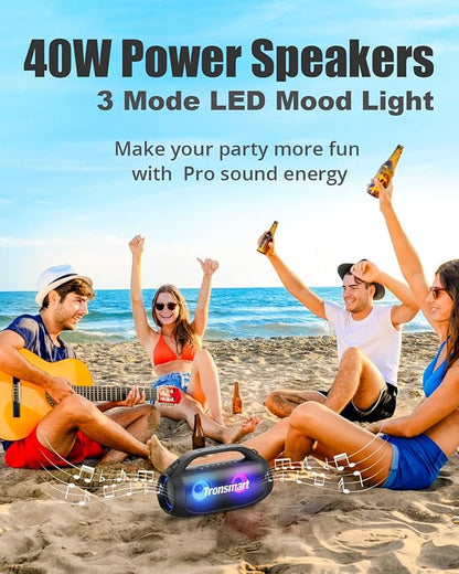 Tronsmart Bang SE Portable Bluetooth Speaker, Colorful LED and 40W Wireless Stereo to Infuse Your Party, Ultra Lightweight Portable Design and IPX6 Waterproof, Suitable for Party/Outdoor/Travel
