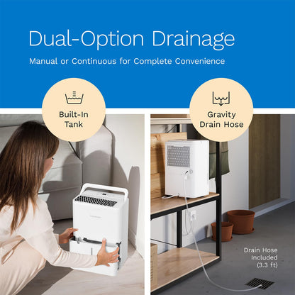 hOmeLabs Dehumidifier 1,800 Sq Ft 8 Pint (MAX 24 Pint at 95°F, 90% RH)