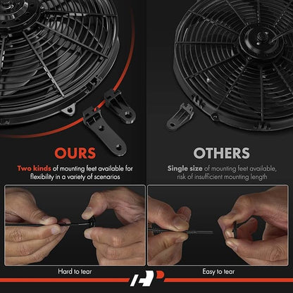 A-Premium 14'' 14 inch Slim Fan Pull Universal Electric Radiator Cooling Fan Assembly, 12V 90W with Mount Kit