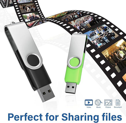 Flash Drives 32GB 20 Pack with Keychains, Wooolken Swivel USB 2.0 Thumb Drives Bulk USB Drive Memory Stick Data Storage Pack (Mixcolors)