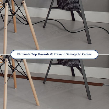 Brown PVC Floor Cord Cover - 4ft, Cord Protector, Wide Cavity W0.47 x H0.28