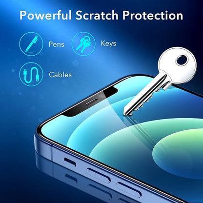 ESR 3 Pack for iPhone 12, iPhone 12 Pro Screen Protector, HD Clear Tempered Glass Scratch Resistant with Easy Installation Frame compatible with iPhone 12/12 Pro 6.1", Case-Friendly