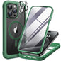 Miracase Magnetic for iPhone 15 Pro Case [Compatible with MagSafe] Full-Body Bumper Phone case with Built-in Glass Screen Protector& Camera Protector, Military Drop Proof 15 Pro Cover, Magnetic Green