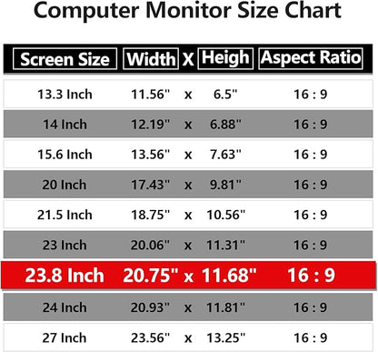 Computer Privacy Screen Protector 23.8 Inch with Hp Dell Acer Asus LG and More, Removable Security Shield Filter for 16:9 Aspect Ratio Monitor Like ViewSonic Sceptre(23.8" Diagonal 16:9 1 Pack)