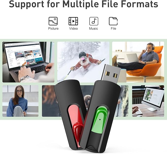 Aiibe 32GB Flash Drive 10 Pack 32GB USB Flash Drives Thumb Drive USB 2.0 Memory Stick Zip Drive USB Drives Bulk (32GB, 10 Pack, 5 Colors)