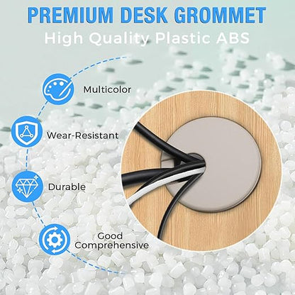 Desk Grommet 1-3/8" (35 mm), Desk Cord Hole Cover, Cable Grommet ABS Plastic, Desk Hole Grommet for Office and Home Table Cable, Detachable Cable Cord Organizer (Light Grey 2 Pcs)