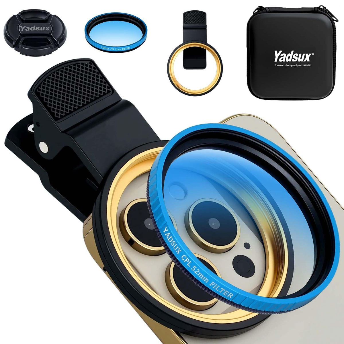 CPL Filter for iPhone Samsung, 52mm Clip On Phone Polarizing Lens