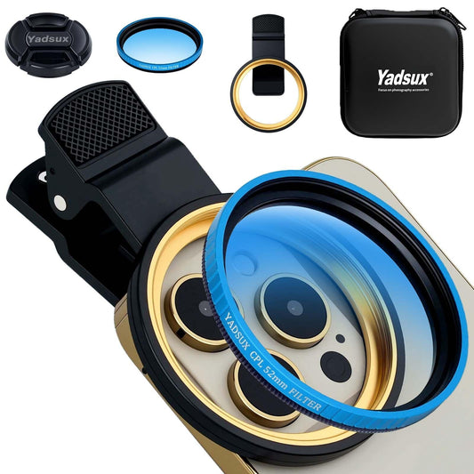 CPL Filter for iPhone Samsung, 52mm Clip On Phone Polarizing Lens