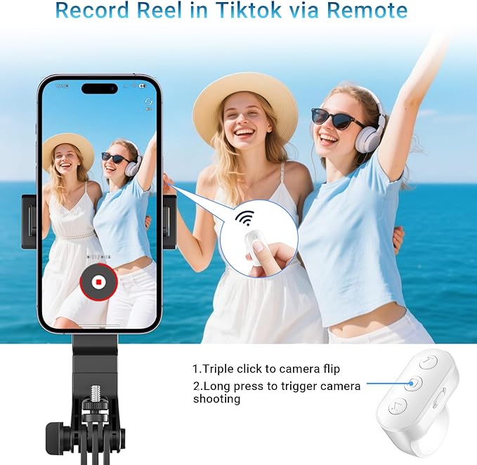 Wireless Ring Phone Zoom Remote for iPhone Android Camera Accessories, Phone Front/Rear Camera Flip Shutter, Content Creator Must Have Selfie Essentials for Tiktok YouTube Photo Video Recording