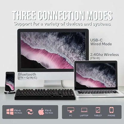 EPOMAKER Galaxy100 QMK/VIA Wireless Gaming Keyboard, Aluminum Shell, Bluetooth/2.4Ghz/USB-C, Pre-Lubed Hot-Swappable Linear Switches, NKRO, RGB Backlit (Black, Marble White Switch)