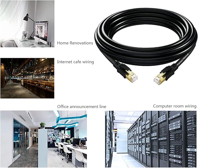 YixHG CAT 8 Ethernet Cable 50 ft, Internet Network Cord, 40Gbps 2000Mhz LAN Wires, High Speed SSTP LAN Cables with Gold Plated RJ45 Connector for Router, Modem, Gaming, Xbox (50 ft)