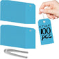 100 Plastic Shipping Tags with Wire - Waterproof, Reinforcement Hole, Durable Labels for Equipment Parts (Baby Blue, 4 3/4" x 2 3/8")