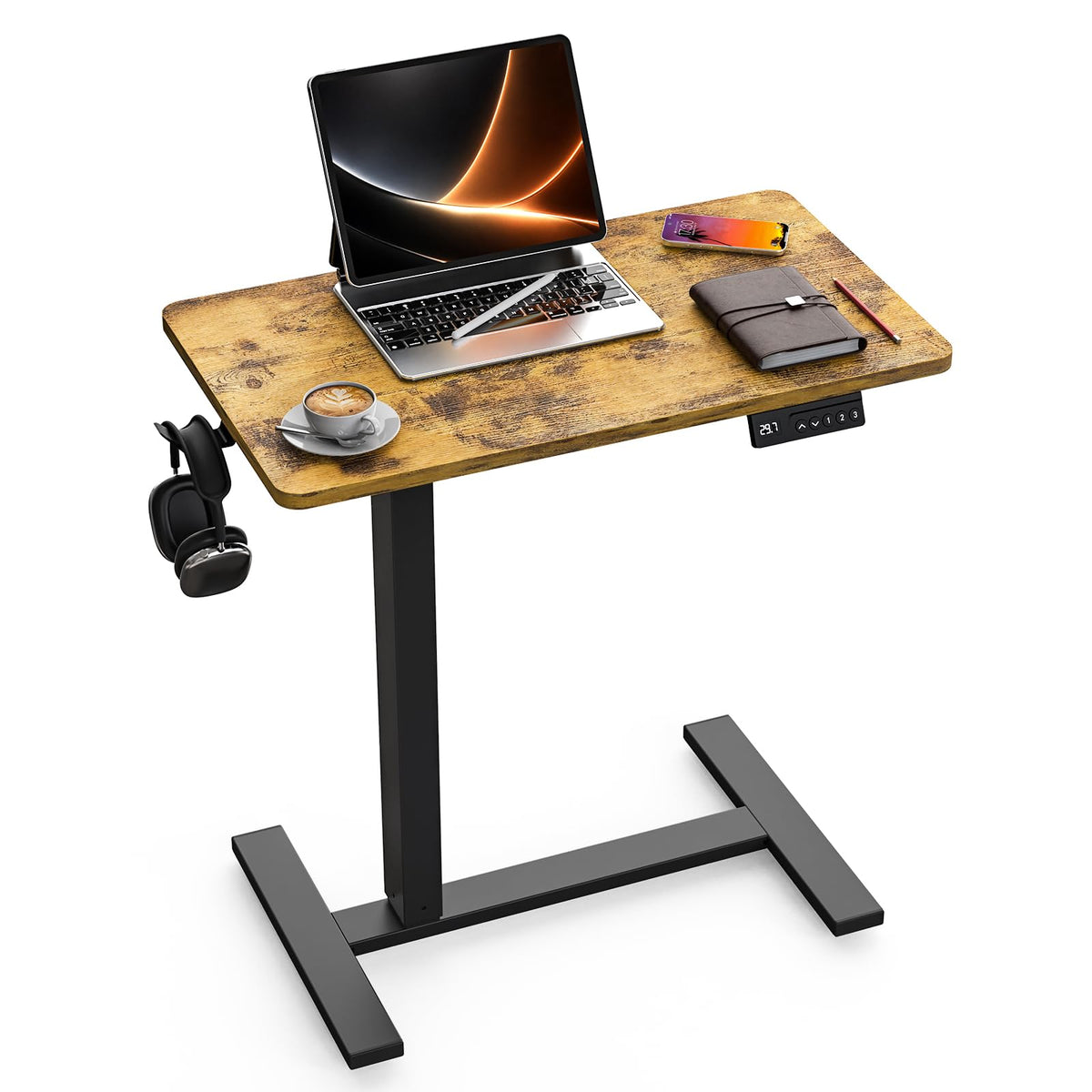 FiCiHi 28 Inch Small Electric Standing Desk, Adjustable Mobile Laptop Desk